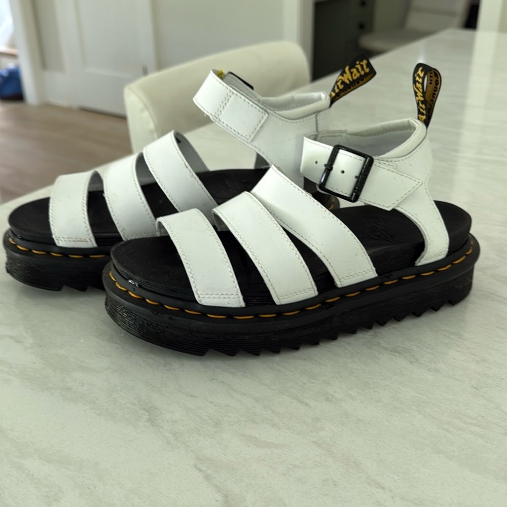 Dr. Martens Blaire Platform Sandal Leather Ankle Strap Buckle. Size 37